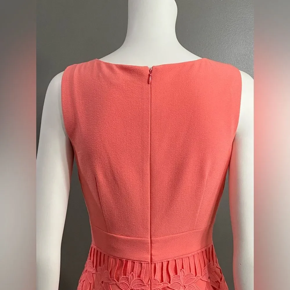 NWT ANTONIO MELANI Coral Textured Midi Sheath Dress Size 2 - Picture 7 of 12